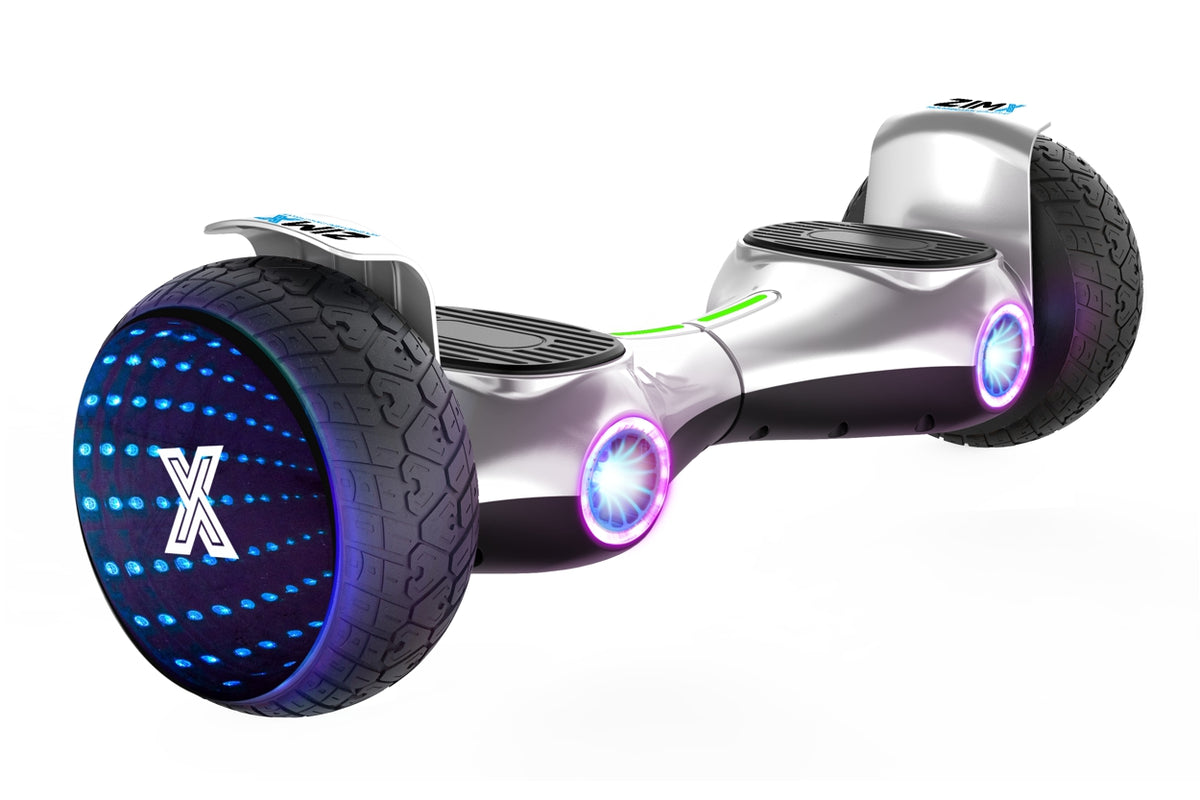 ZIMX G2 JET - SILVER All Terrain Hoverboard, 8.5 inch Off Road Bluetooth Hoverboard with Infinity LED Wheels, UL2272 Certified