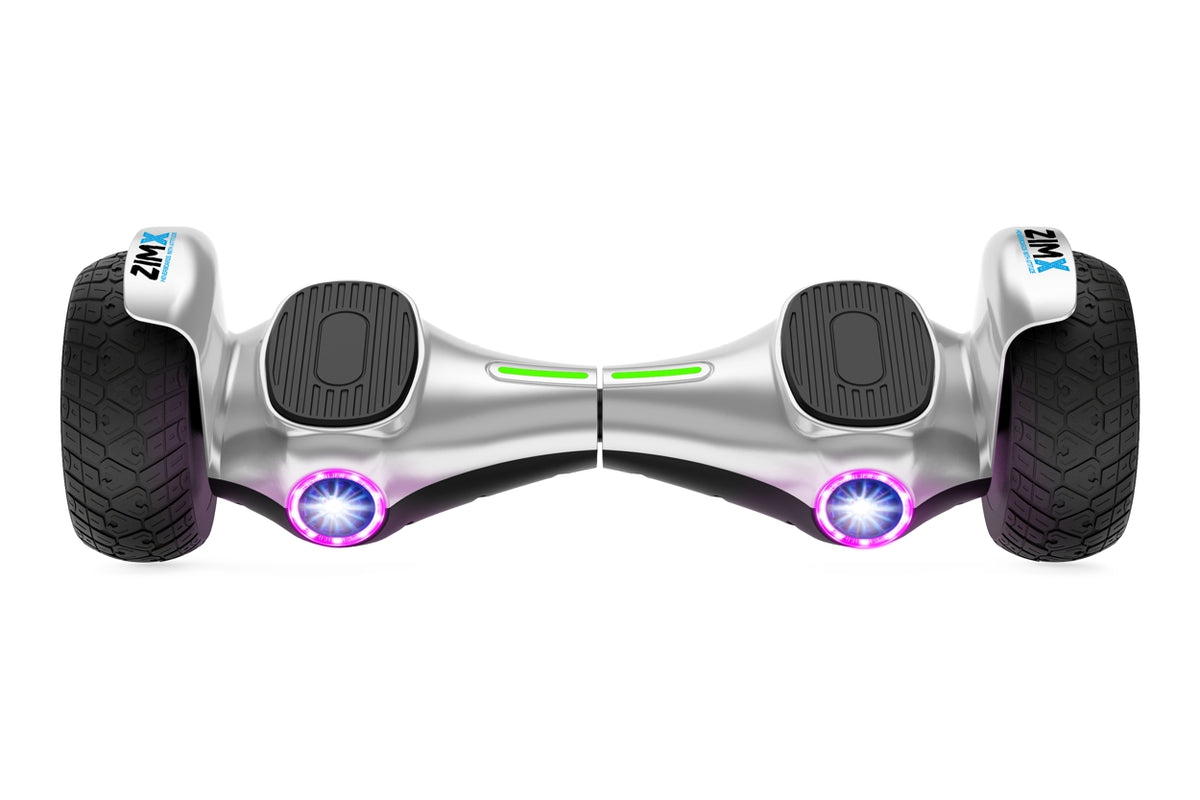 ZIMX G2 JET - SILVER All Terrain Hoverboard, 8.5 inch Off Road Bluetooth Hoverboard with Infinity LED Wheels, UL2272 Certified