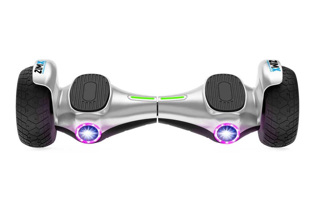 ZIMX G2 JET - SILVER All Terrain Hoverboard, 8.5 inch Off Road Bluetooth Hoverboard with Infinity LED Wheels, UL2272 Certified + HK8
