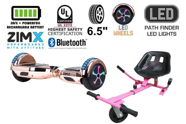 Rose Gold Chrome Bluetooth Hoverboard Segway with LED Wheels UL2272 Certified HK5 Pink
