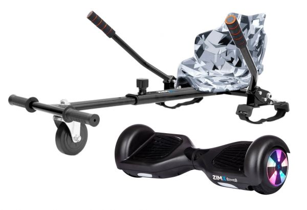 Refurbed ZIMX HB1 Hoverboard and HK4 Hoverkart Bundle Black Camo Grey