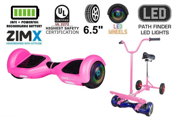 Pink Hoverboard Swegway Segway with LED Wheels UL2272 Certified HoverBike Pink