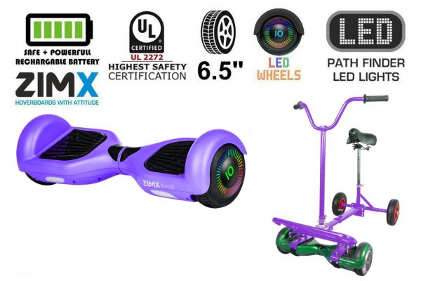 Purple Hoverboard Swegway Segway with LED Wheels UL2272 Certified HoverBike Purple