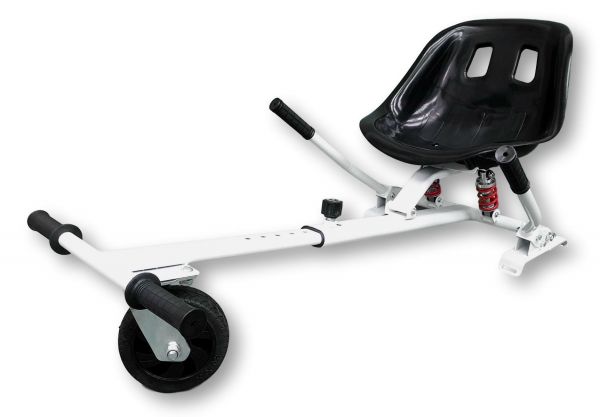White HoverKart HK5 With Suspension and Off Road Front Wheel Steer