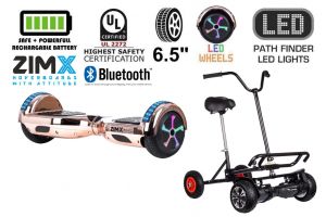 Rose Gold Chrome Bluetooth Hoverboard Segway with LED Wheels UL2272 Certified + HoverBike Black