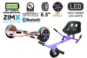 Rose Gold Chrome Bluetooth Hoverboard Segway with LED Wheels UL2272 Certified + HK5 Purple