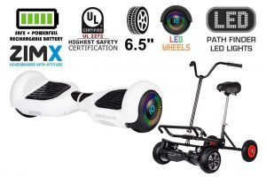 White Hoverboard Swegway Segway with LED Wheels UL2272 Certified + HoverBike Black