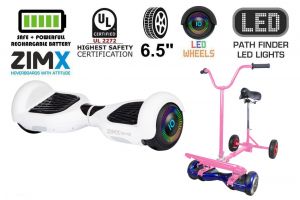 White Hoverboard Swegway Segway with LED Wheels UL2272 Certified + HoverBike Pink