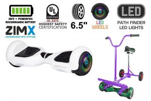 White Hoverboard Swegway Segway with LED Wheels UL2272 Certified + HoverBike Purple