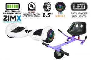 White Hoverboard Swegway Segway with LED Wheels UL2272 Certified + HK5 Purple