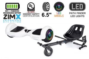 White HB2 Hoverboard Swegway Segway with LED Wheels UL2272 Certified + HK8 Hoverkart