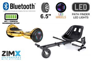 GOLD CHROME HB4 HOVERBOARD SWEGWAY WITH BLUETOOTH AND LED WHEELS UL2272 CERTIFIED + HK8 HOVERKART