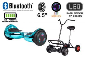 Blue / Turquoise Chrome Bluetooth Swegway Segway Hoverboard and BK2 Hoverbike Black