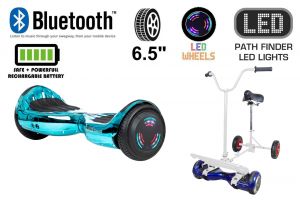 Blue / Turquoise Chrome Bluetooth Swegway Segway Hoverboard and BK2 Hoverbike White