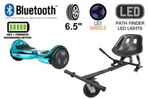 Blue / Turquoise Chrome Bluetooth Swegway Segway Hoverboard and HK5 Black