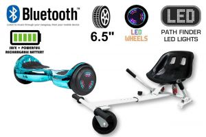 Blue / Turquoise Chrome Bluetooth Swegway Segway Hoverboard and HK5 White