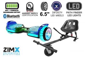Green Blend Hoverboard with Bluetooth and INFINITY LED Tyres & Wheels & LED Foot Pads UL2272 Certified + Hoverkart HK5 Black