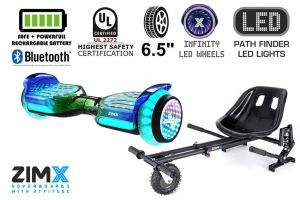 Green Blend Hoverboard with Bluetooth and INFINITY LED Tyres & Wheels & LED Foot Pads UL2272 Certified + Hoverkart HK8 Black