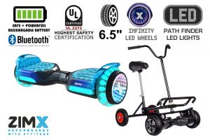Grey Blend Hoverboard with Bluetooth and INFINITY LED Tyres & Wheels & LED Foot Pads UL2272 Certified + HoverBike Black
