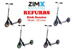 REFURBED - ZIMX ZX CORE LIGHTED KIDS FOLDING KICK SCOOTER - SUITS 8 YRS+