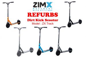 REFURBED - ZIMX ZX TRACK DIRT SCOOTER - SUITS 8 YRS+