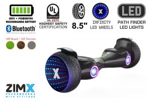 ZIMX G2 JET - BLACK All Terrain Hoverboard, 8.5 inch Off Road Bluetooth Hoverboard with Infinity LED Wheels, UL2272 Certified
