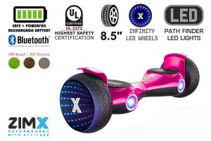 ZIMX G2 JET - PINK All Terrain Hoverboard, 8.5 inch Off Road Bluetooth Hoverboard with Infinity LED Wheels, UL2272 Certified