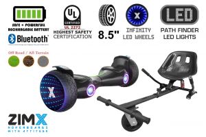 ZIMX G2 JET - BLACK All Terrain Hoverboard, 8.5 inch Off Road Bluetooth Hoverboard with Infinity LED Wheels, UL2272 Certified + HK5 Black