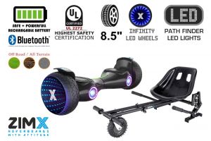 ZIMX G2 JET - BLACK All Terrain Hoverboard, 8.5 inch Off Road Bluetooth Hoverboard with Infinity LED Wheels, UL2272 Certified + HK8