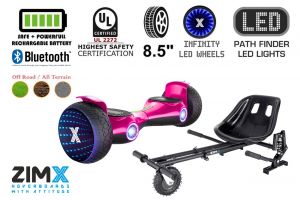 ZIMX G2 JET - PINK All Terrain Hoverboard, 8.5 inch Off Road Bluetooth Hoverboard with Infinity LED Wheels, UL2272 Certified + HK8